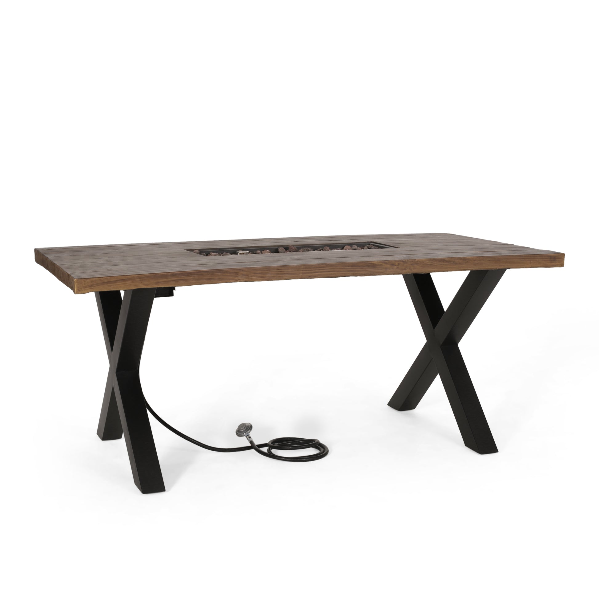 Brody Dining Fire Table Top 40,000Btu Tank Outside Brown Magnesium Oxide