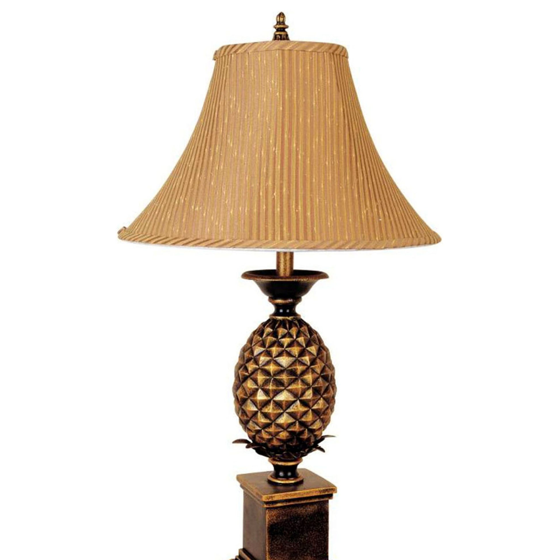 65" Tall Metal Table Lamp With Antique Gold Finish, Pineapple Design Multicolor Metal