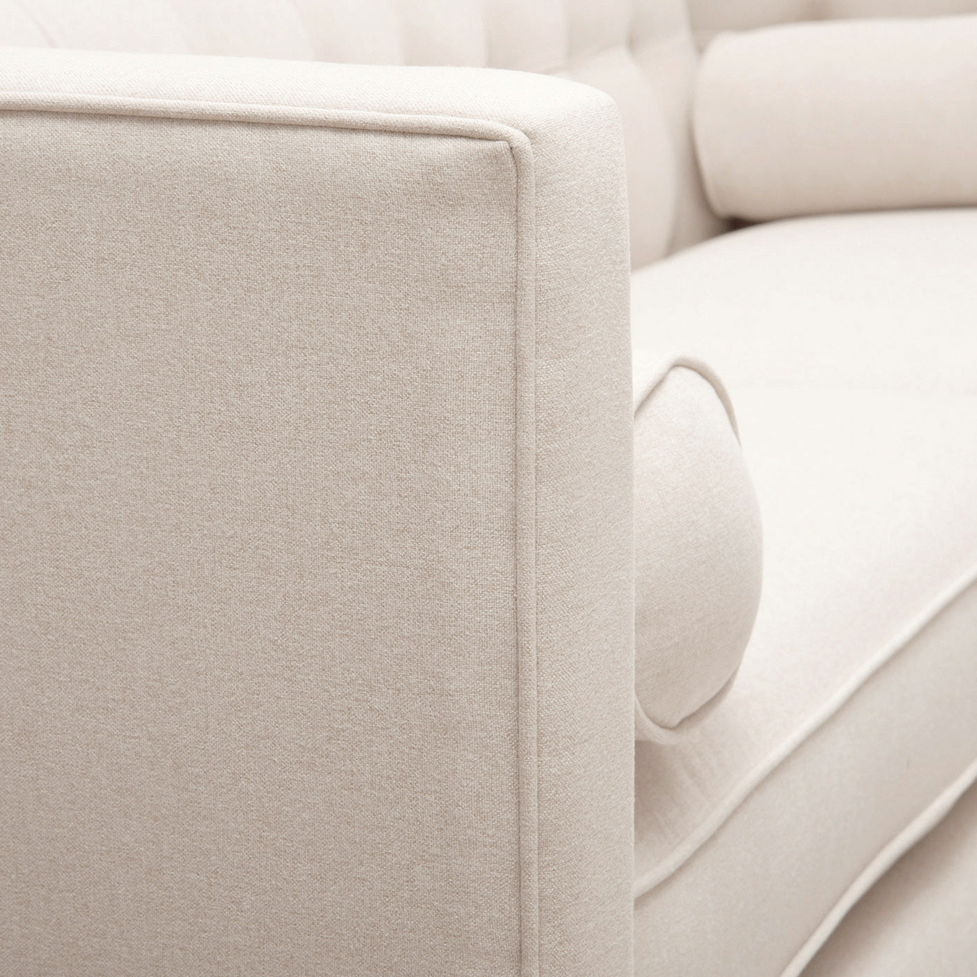 Jack 84" Modern Tuxedo Tufted Sofa, Sky Neutral Beige Polyester Beige Foam Polyester 3 Seat