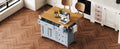 K&K 52'' Kitchen Island With Drop Leaf, Embossed Texture Kitchen Island On Wheels With Spice Rack, Towel Rack, 2 Doors And 5 Drawers, Kitchen Storage Cart With Adjustable Shelf For Kitchen, Blue