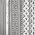 Cotton Printed Comforter Set With Chenille Gray Full Queen Queen Gray Cotton