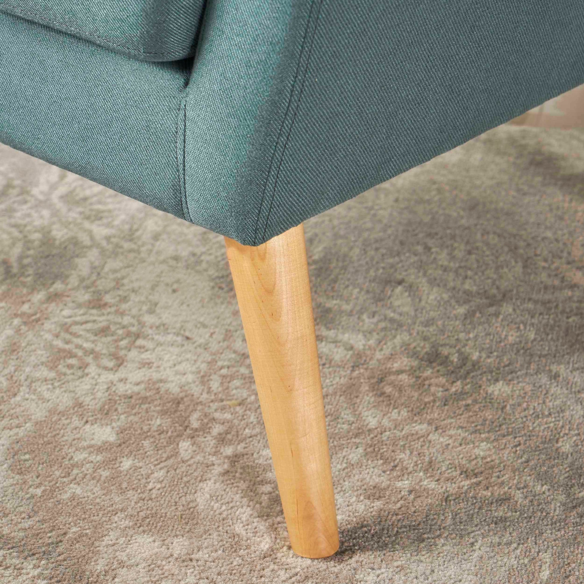 Club Chair, Mid Century Modern Fabric Club Chair, Dark Teal Natural Teal Fabric