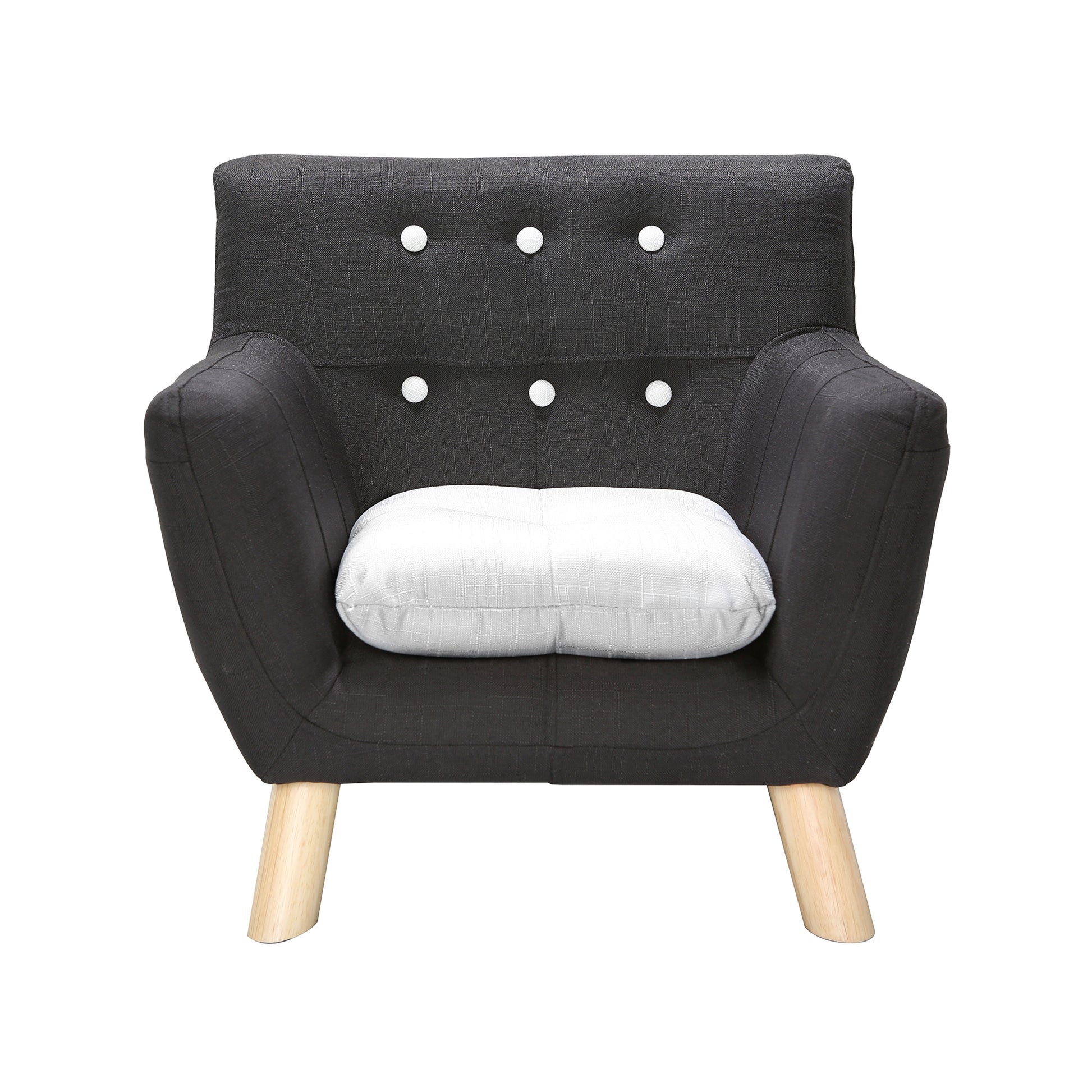 Jacey Kids Patchwork Chair Tuxedo Patchwork Black Dark Walnut Fabric