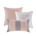 Printed Cotton Sateen Comforter Set Grey Peach Cal King California King Grey Peach Polyester