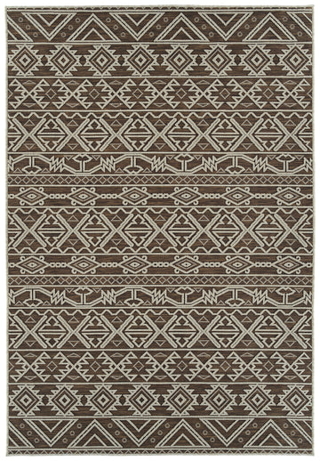 Contemporary, Transitional, Geometric, Textured, High Low Cut & Loop 2' X 3' Rectangle Throw Rug Chocolate Polypropylene