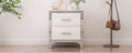 Elegant High Gloss Nightstand With Metal Handle,Mirrored Bedside Table With 2 Drawers For Bedroom,Living Room,White White Particle Board