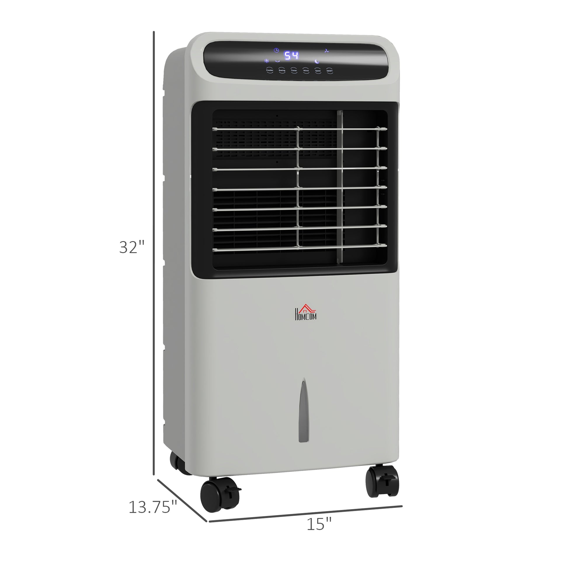Homcom 32" Evaporative Air Cooler With 3.2 Gal Water Tank, 60 Oscillating, 3 In 1 Ice Cooling Fan, Portable Swamp Cooler With Humidifier For Home Office, 3 Modes, 3 Speeds, 12H Timer, Remote, Gray