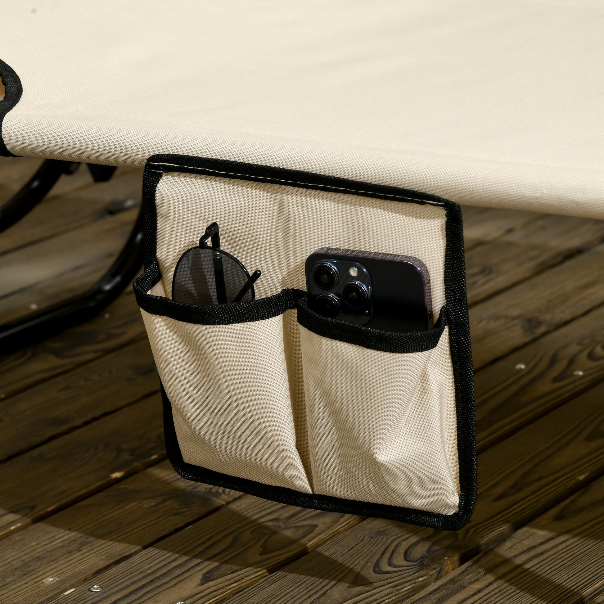 Outsunny Folding Chaise Lounge Pool Chairs, Outdoor Sun Tanning Chairs With Canopy Shade, Reclining Back, Steel Frame And Side Pocket For Beach, Yard, Patio, Tan Brown Steel