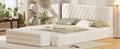 2 Pieces Bedroom Sets Queen Size Upholstered Bed With Rectangular Upholstered Ottoman For Bedroom,White Queen White 2 Piece Set Solid Wood Mdf