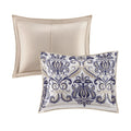 6 Piece Reversible Quilt Set With Throw Pillows Navy Tan Full Queen Full Navy Cotton