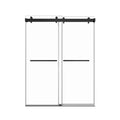 44'' 48'' W X 76'' H Double Sliding Frameless Shower Door With 3 8 Inch 10Mm Clear Glass In Matte Black Matte Black Stainless Steel