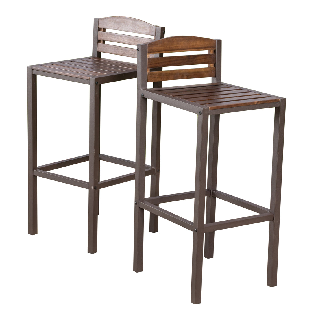Milos Outdoor Acacia Wood Barstool Set Of 2 Dark Brown Acacia Wood