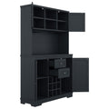 Coffee Bar Cabinet Kitchen Cabinet With Storage, Farmhouse Wine Cabinet With Drawers Shelves And Cabinets, Buffet Cabinet Wine & Glass Racks For Dining Room, Kitchen, Dark Blue Antique Blue Particle