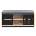 Oak And Espresso Bench With Storage Oak Primary Living Space Solid Shoe Storage Paper Composite