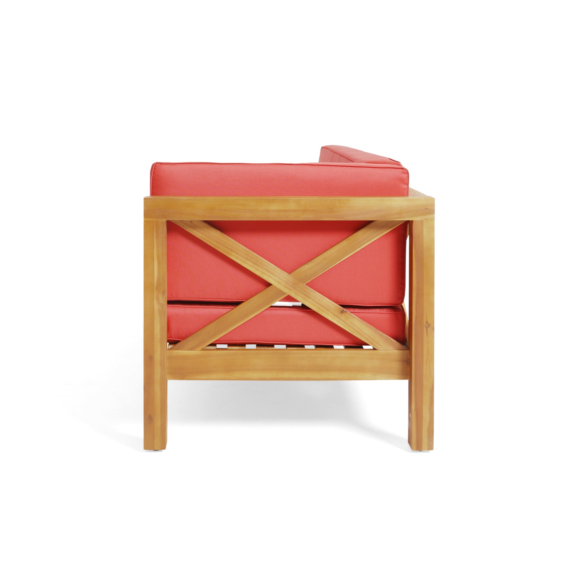 Brava X Back Right Corner Bench, Red Red Acacia Wood
