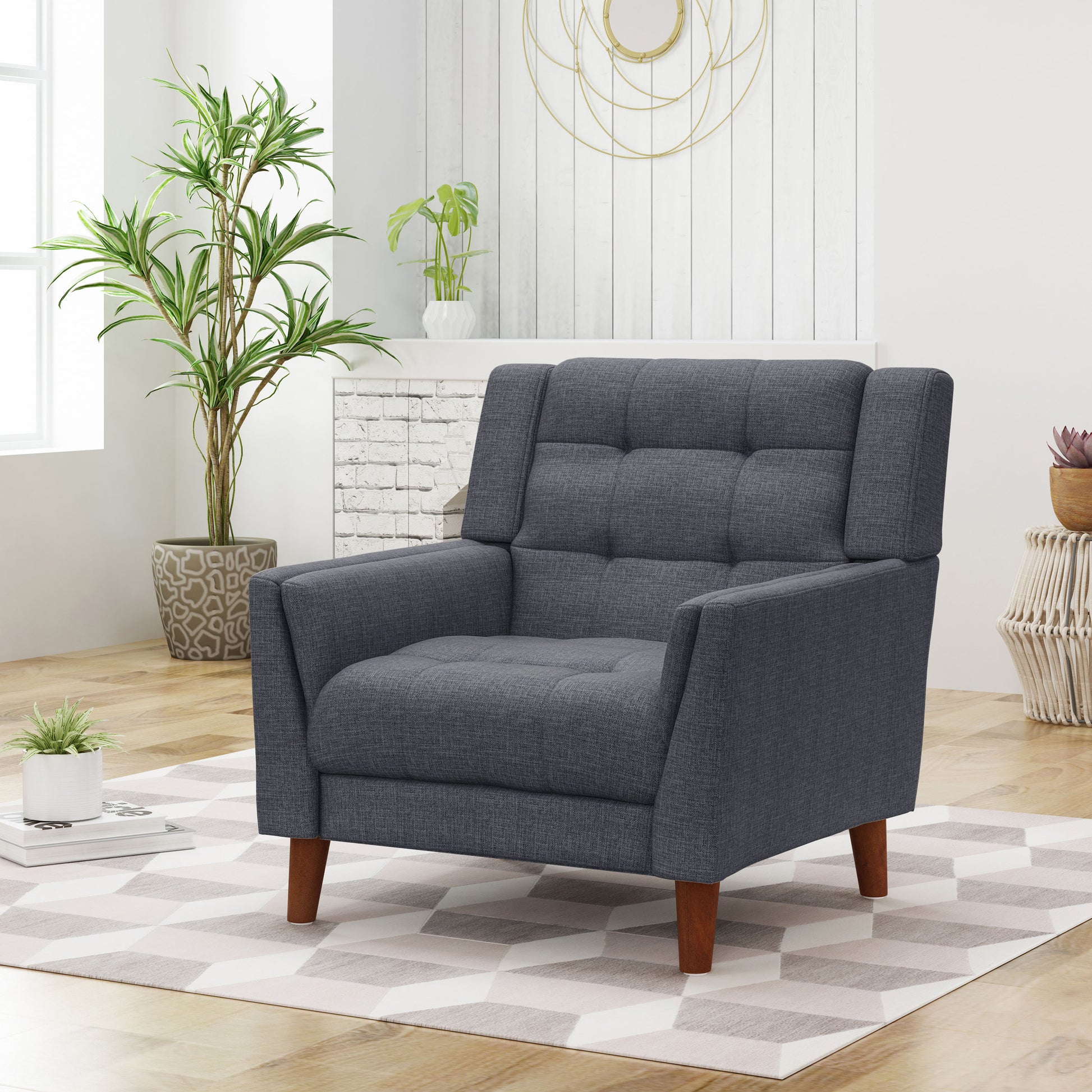 Greenmont Upholstered Armchair Dark Grey Fabric