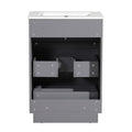 24 Inch Bathroom Vanity With Ceramic Sink Set, Modern Freestanding Bathroom Storage Cabinet With 2 Drawers, Floor Standing Bath Vanity Combo, Gray Grey Mdf