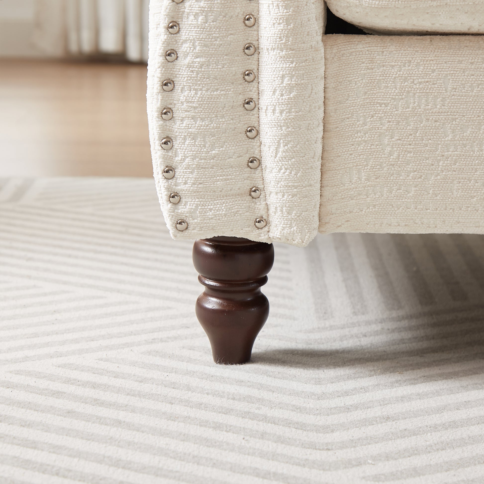 81 Inch Chenille Face To Face Chaise Lounge With Two Pillows,Nailhead Trim,Button Tufted Design And Rolled Arms For Lounge, Living Room And Office Beige Chenille 1 Seat