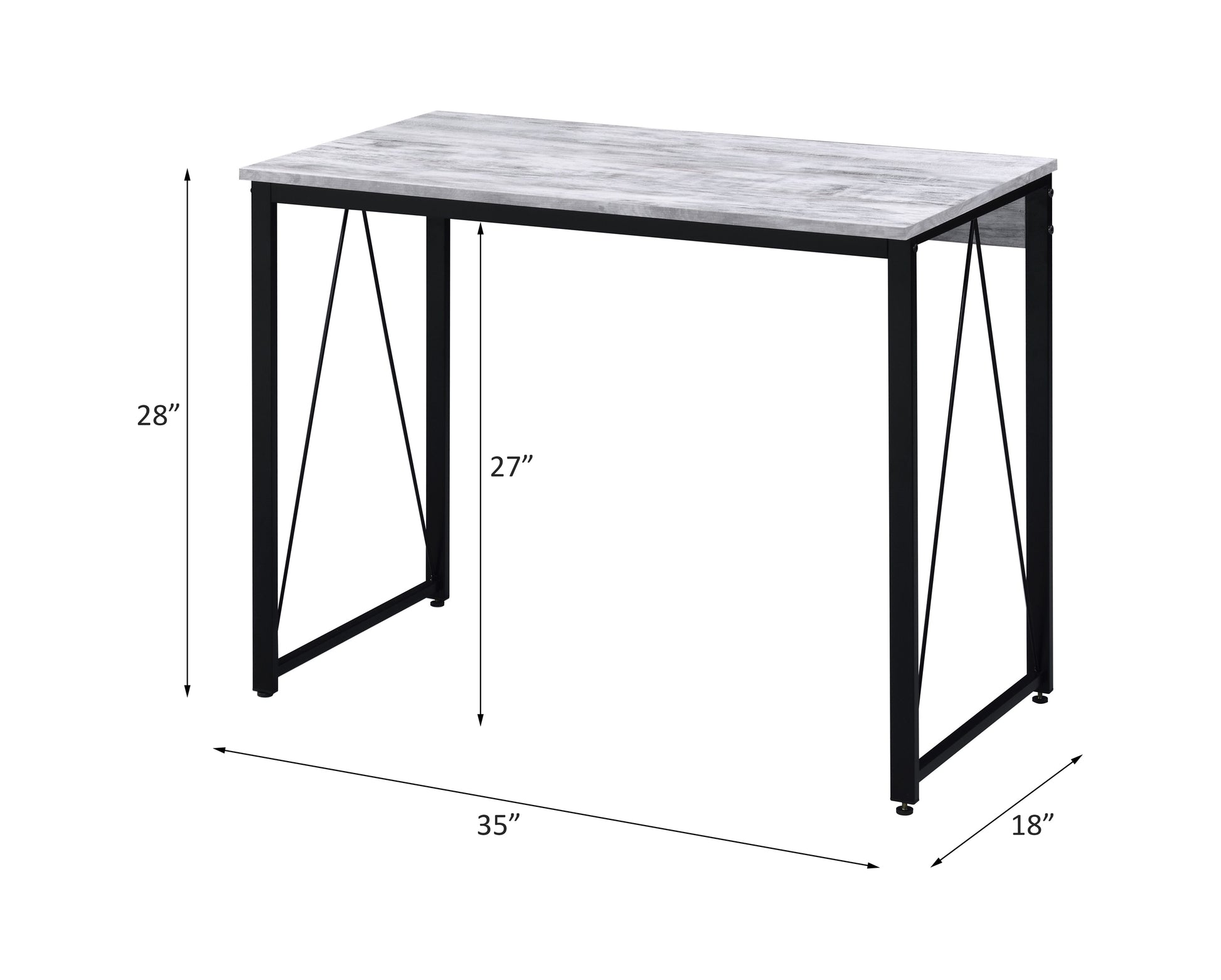 Zaidin Antique White& Black Finish Writing Desk White Black Synthetic Wood