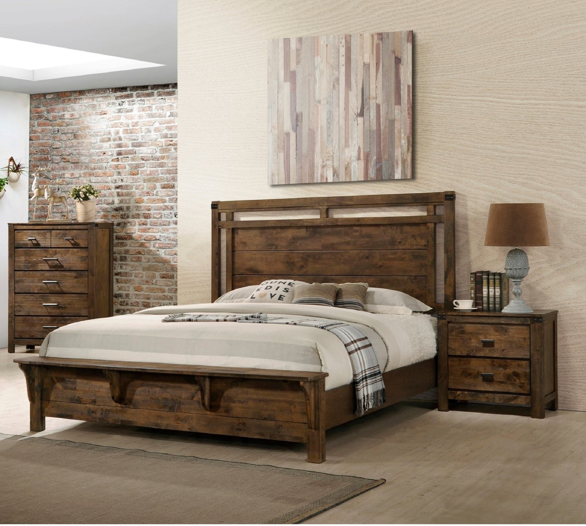 1Pc Rustic Industrial Style Brown Five Drawer Chest Bedroom Solid Wood Wooden Furniture Brown Bedroom Contemporary,Industrial,Rustic Wood