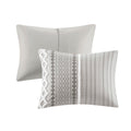 Cotton Printed Comforter Set With Chenille Gray Full Queen Queen Gray Cotton