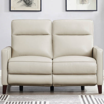 Ashby Power Headrest Zero Gravity Reclining Loveseat Beige Memory Foam Genuine Leather