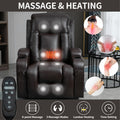 Infinite Position Up To 350 Lbs Power Lift Recliner Chair For Elderly, Heavy Duty Motion Mechanism With 8 Point Vibration Massage And Lumbar Heating, Usb Charging Port, Cup Holders, Brown White Metal Primary Living Space Heavy Duty Pine Brown Faux
