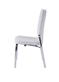 White And Chrome Padded Side Chair Set Of 2 Solid White Silver Dining Room Modern Side Chair Solid Back Set Of 2 Wood Fabric