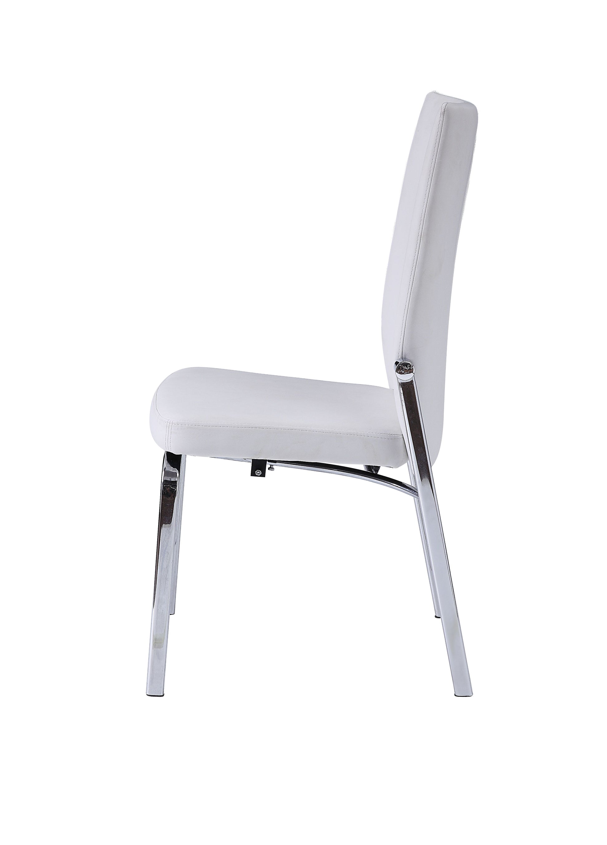 White And Chrome Padded Side Chair Set Of 2 Solid White Silver Dining Room Modern Side Chair Solid Back Set Of 2 Wood Fabric