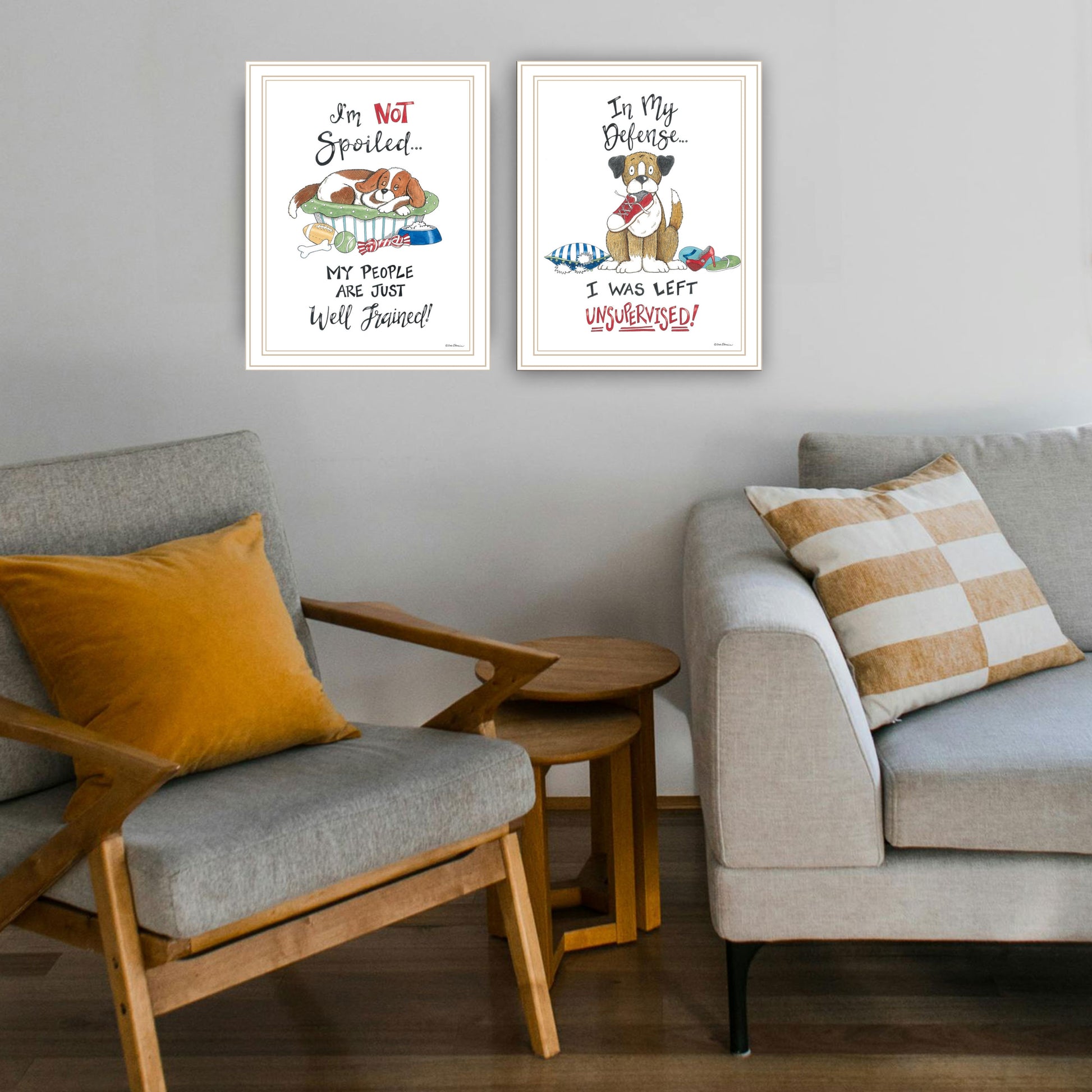 2 Piece Vignette I Was Left Unsupervised White Framed Wall Art For Living Room, Bedroom Wall Art Print For Home Decor By Deb Strain Multicolor Wood Paper