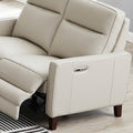 Ashby Power Headrest Zero Gravity Reclining Loveseat Beige Memory Foam Genuine Leather