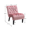 Coolmore Modern Velvet Armless Accent Living Room Chair Leisure Chair,Upholstered Fabric Button Comfortable Chair With Wooden Legs For Bedroom, Living Room, Office Pink Velvet Pink Primary Living Space Foam Velvet