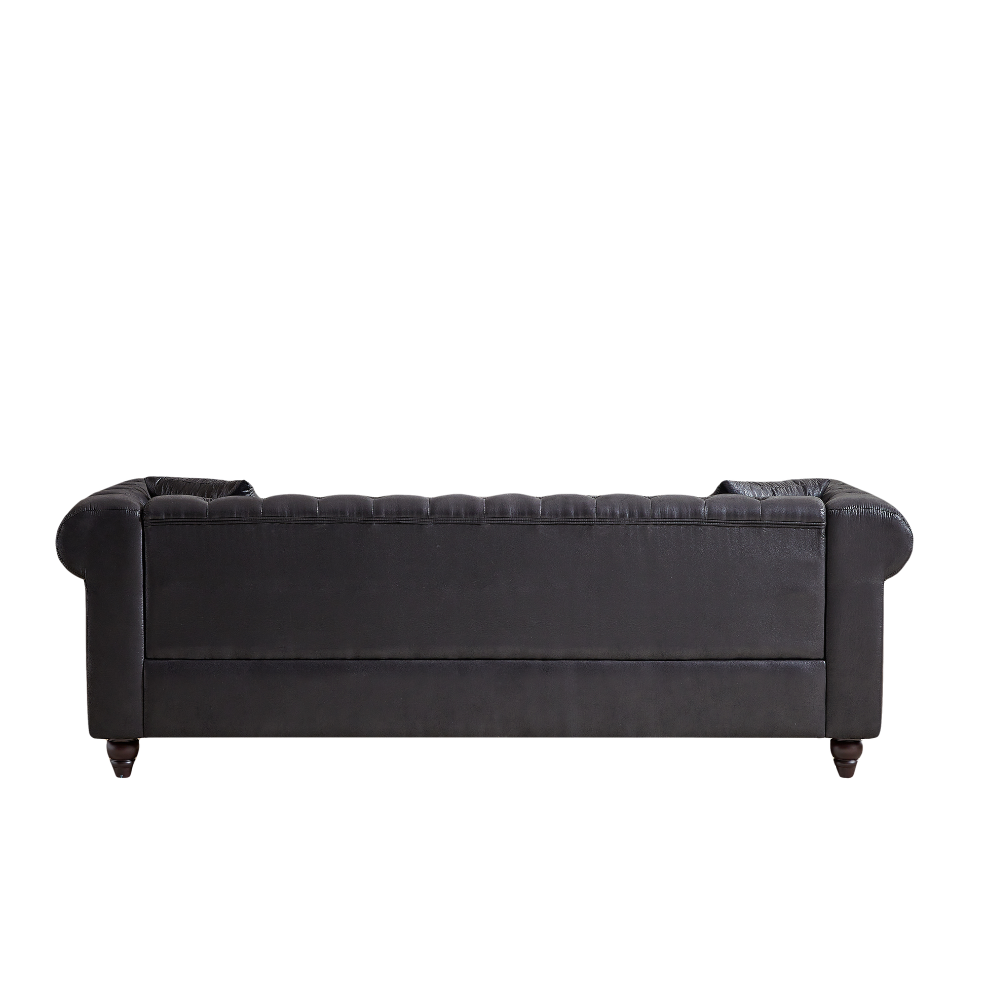 Fx 85.5"Living Room With Tech Fabric Chesterfield Sofa With Rolled Arms 3 Seater Sofa With Button Design And 2 Cushions For Apartment, Office, Living Room Black Wood Primary Living Space Pine Foam Fabric 3 Seat