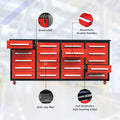 7Ft Garage Storage Cabinets With Workbench 20 Drawers Red Red Steel
