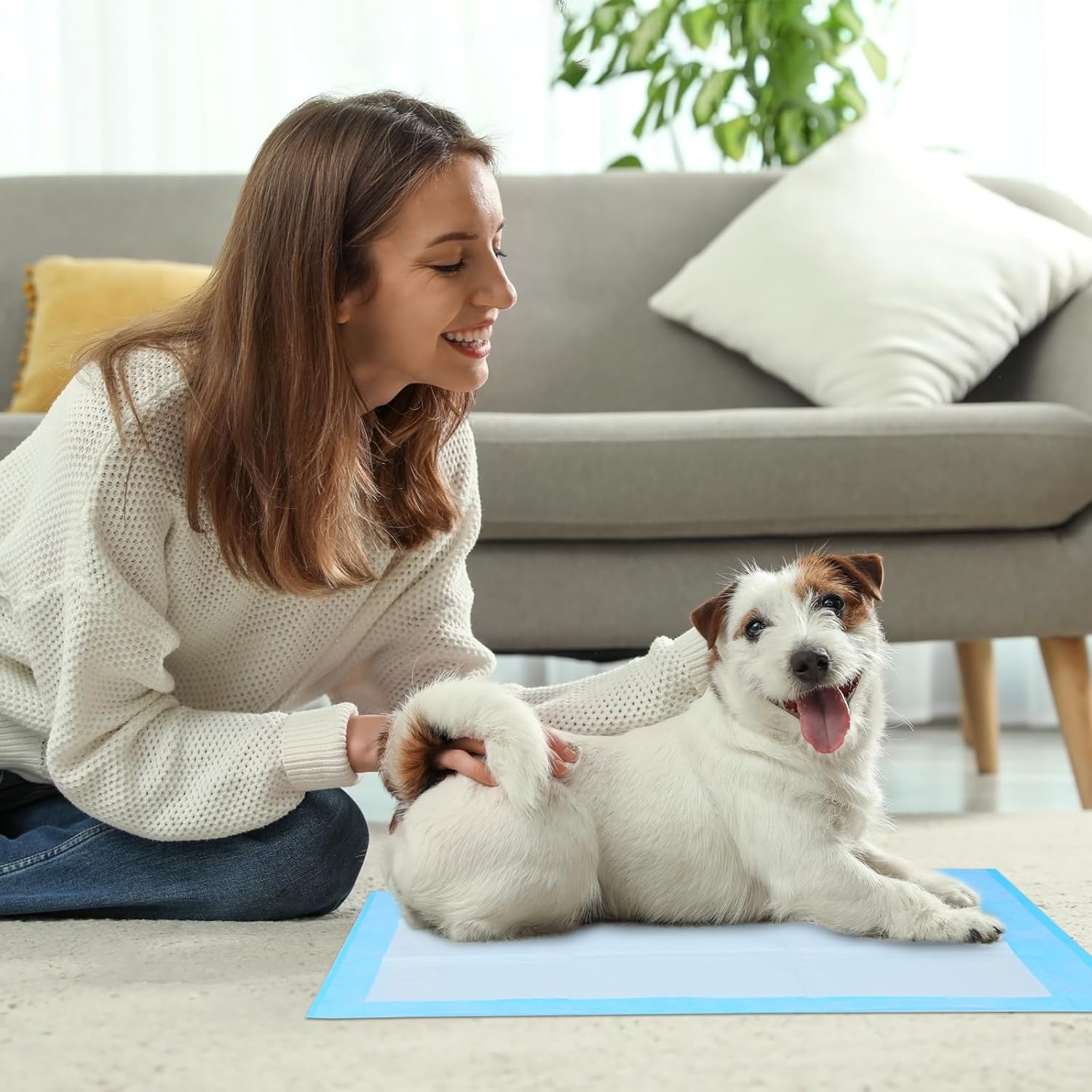 Super Absorbent Waterproof Dog And Puppy Pet Training Pad, Housebreaking Pet Pad,Blue 22"X22" 50Pcs Blue Plastic
