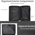 Luggage Sets 3 Piece, Expandable Hard Shell Abs Suitcases With Double Spinner, Travel Luggage Set With Tsa Lock 20 24 28Inch, Black Black Abs