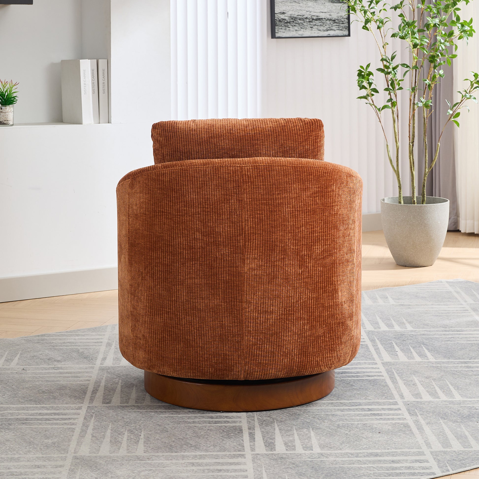 30.3"W Swivel Accent Barrel Chair And Comfy Round Accent Single Sofa Chair, 360 Degree Club Chair, Lounge Armchair For Living Room Bedroom Nursery.Caramel Caramel Chenille