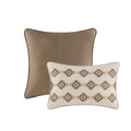 5 Piece Stripe Herringbone Comforter Set With Throw Pillows Brown Full Queen Brown Polyester