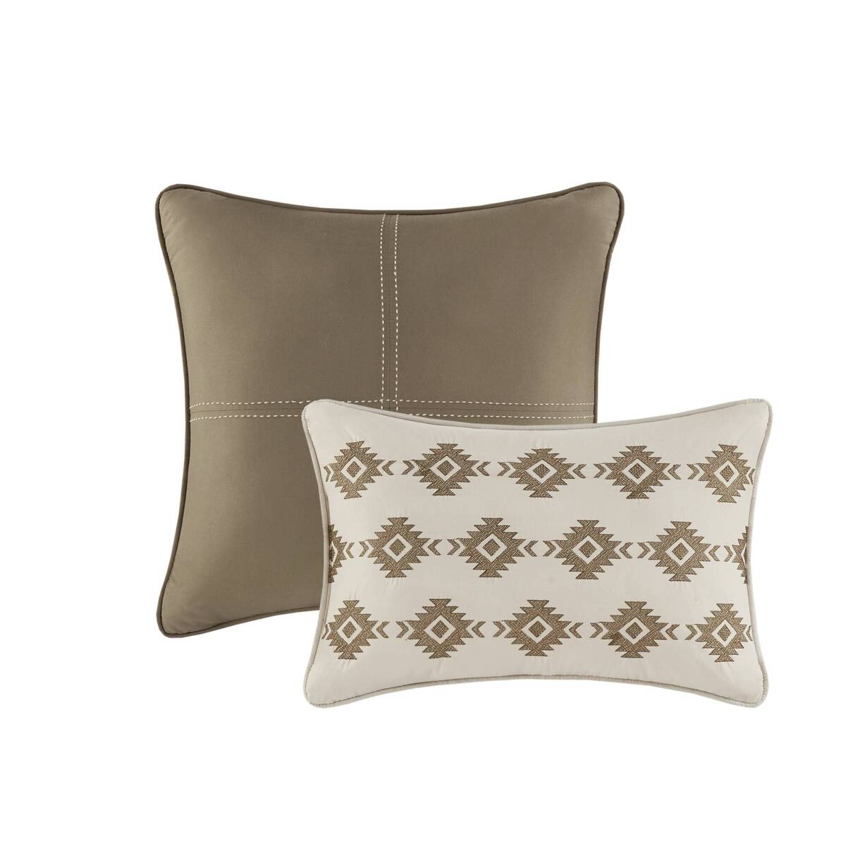 5 Piece Stripe Herringbone Comforter Set With Throw Pillows Brown Full Queen Brown Polyester