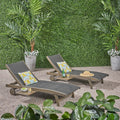Banzai Chaise Lounge With Pull Out Tray Grey Acacia Wood