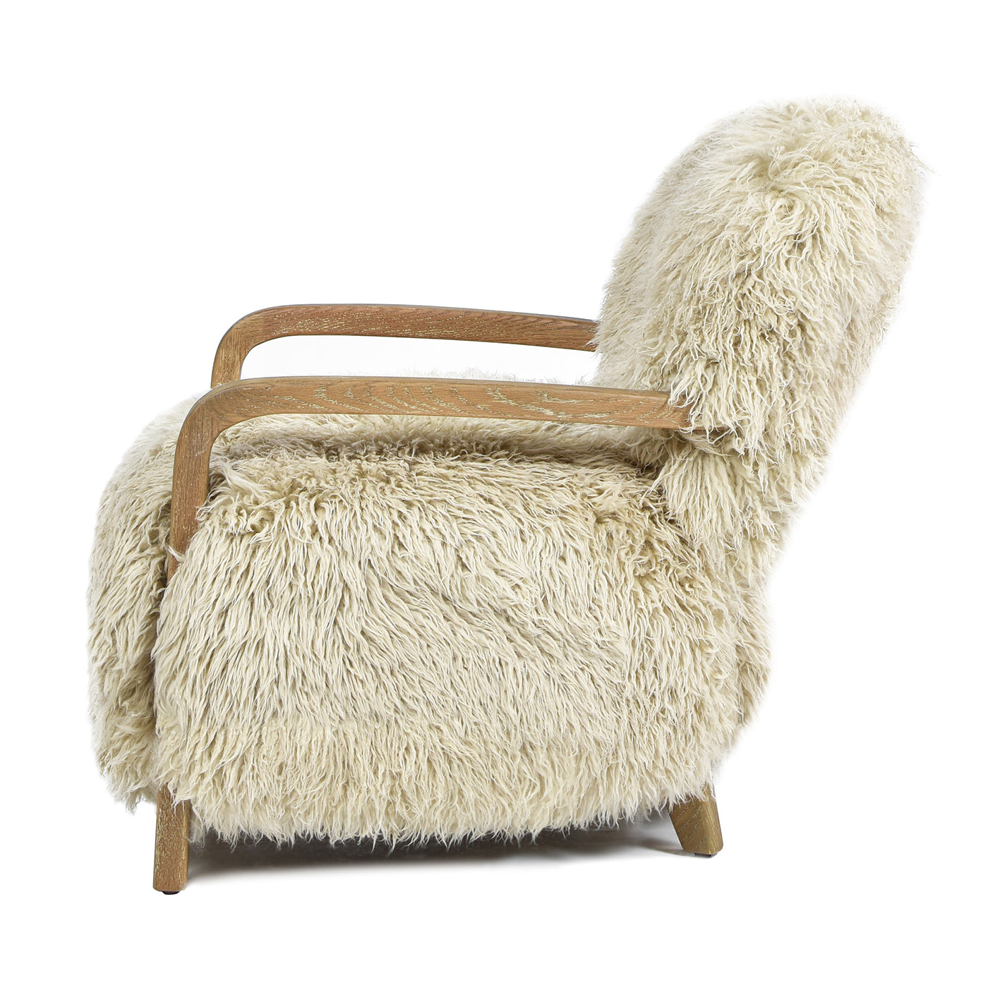Enchante 28.5" Mongolian Sheepskin Accent Arm Chair, Taupe Beige Genuine Fur Taupe Natural Foam Fur