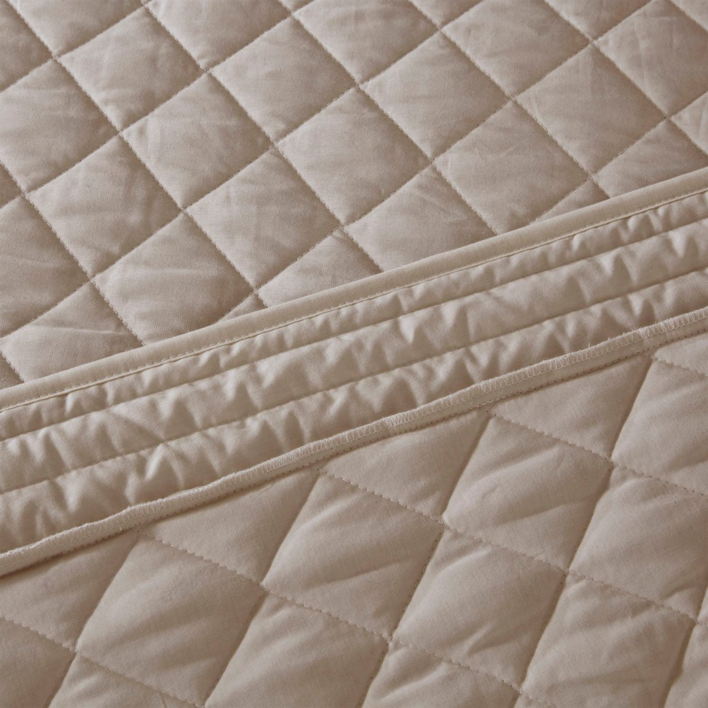 4 Piece Cotton Reversible Tailored Bedspread Set Khaki Queen Queen Khaki Cotton