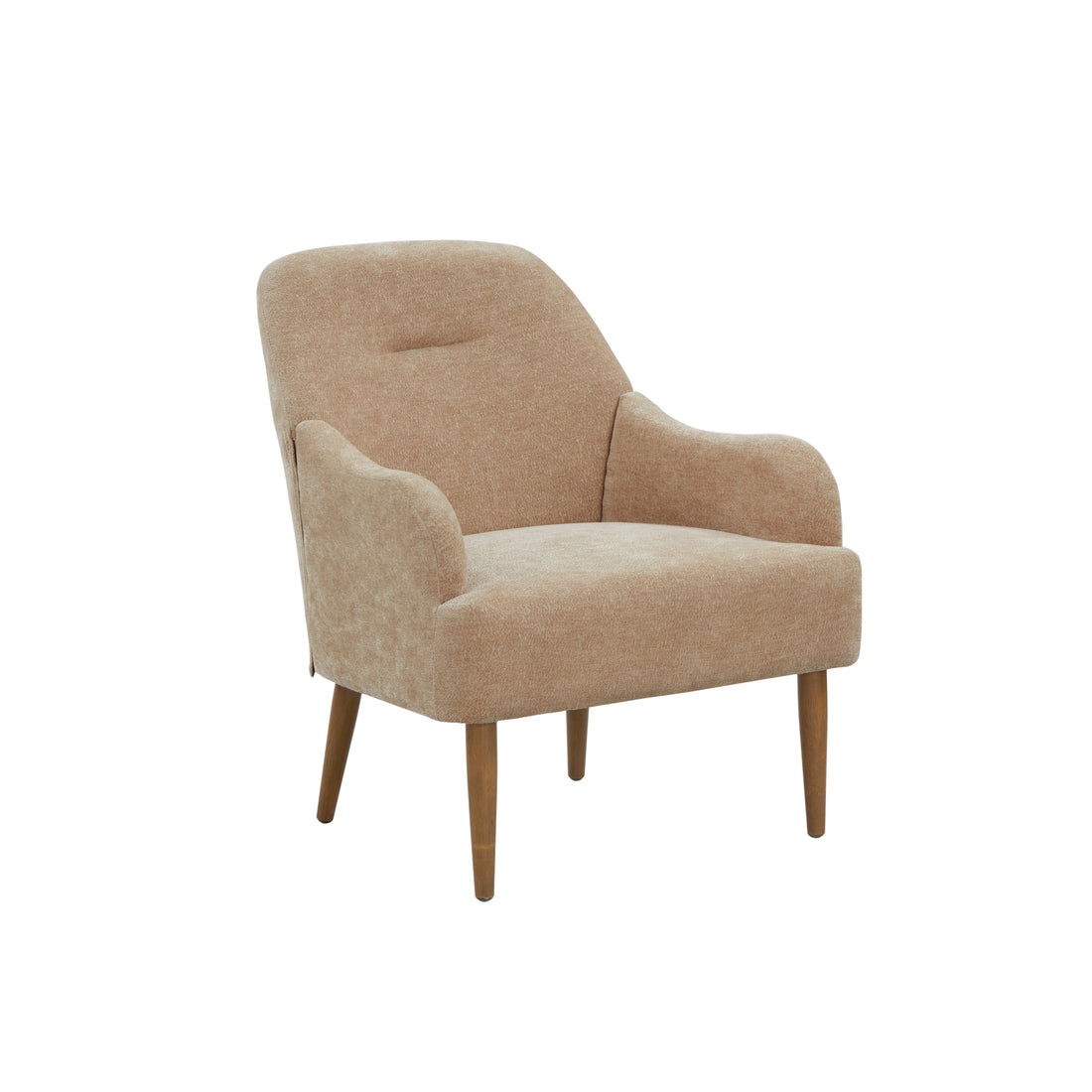 Chenille Armchair, Modern Style Accent Chair With Wood Legs, Comfy Design For Living Room, Bedroom, Office,Beige Beige Foam Wood Fabric
