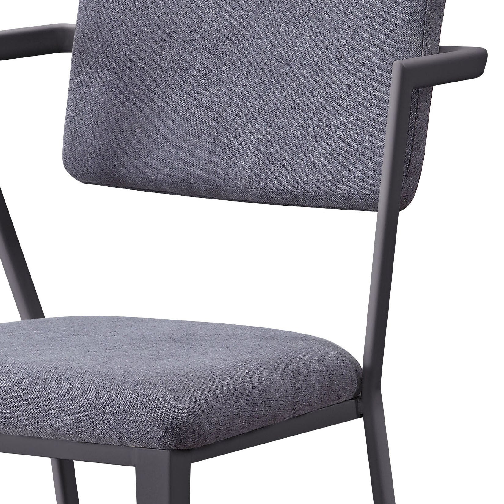 Grey And Gunmetal Open Back Dinning Chairs Set Of 2 Grey Primary Living Space Modern Fabric Metal