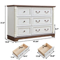 Farmhouse Style 6 Drawer Dresser Chest With Base Wooden Rustic Chest Of Drawers, Storage Dresser Organizer For Bedroom, Living Room, Beautiful Sturdy And Durable Walnut Mdf