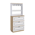 Light Oak And White Shoe Cabinet With Drop Down Drawer Freestanding 3 4 Drawers Light Oak Primary Living Space Wood Paper