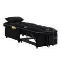 4 In1 Multi Function Single Sofa Bed With Storage Pockets,Tufted Single Pull Out Sofa Bed With Adjustable Backrest And Pillows ,Convertible Chaise Lounge,Black Black Velvet Metal Primary Living Space Medium Soft American Design Armless Foam Velvet 1 Seat