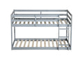 Solid Woodensolid Rubber Wooden Twin Over Twin Loft Bed With Ladder ,Upper And Bottom Bed Platforms Crafted With Strengthened Slats ,Grey Twin Grey Rubber Wood