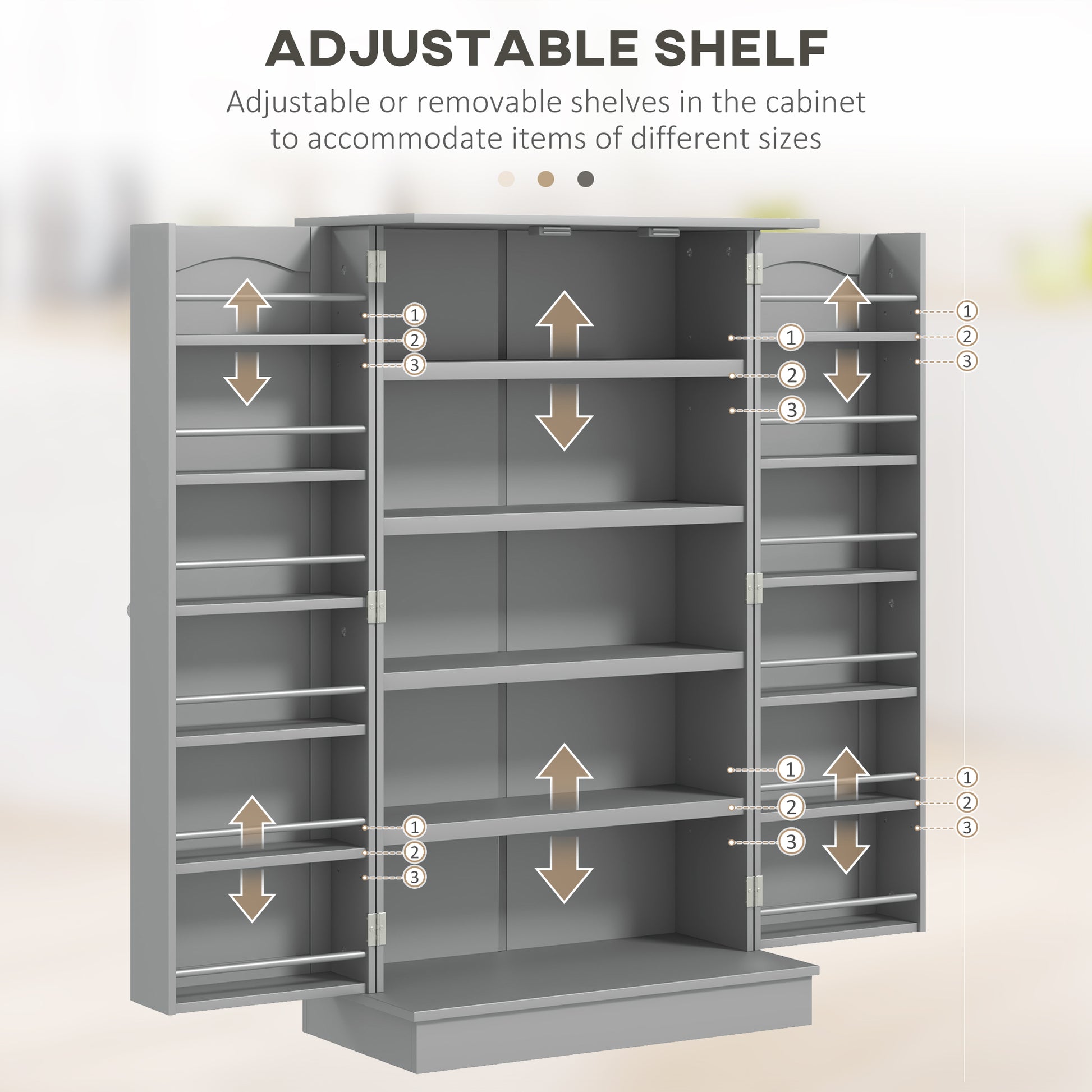 Homcom 41" Kitchen Pantry Storage Cabinet, Freestanding Kitchen Cabinet With 12 Door Shelves, Double Doors, 5 Tier Shelving And Adjustable Shelves, Paper Gray Gray Mdf