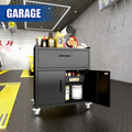 2 Door 1 Drawer Tool Cabinets For Garage, Lockable Garage Storage Cabinet, Locking Metal Storage Cabinet With Wheels, Rolling Tool Chest, Assembly Required H35.4*W30.3*D18 Black American